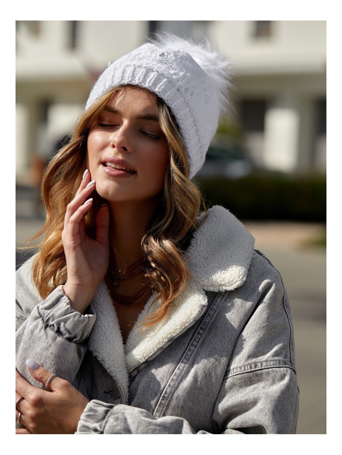 White winter hat C8 - Online store - Boutique